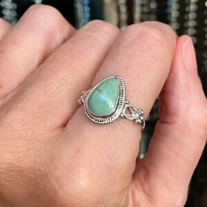 Perfect Teardrop Turquoise Sterling Silver Ring, 7